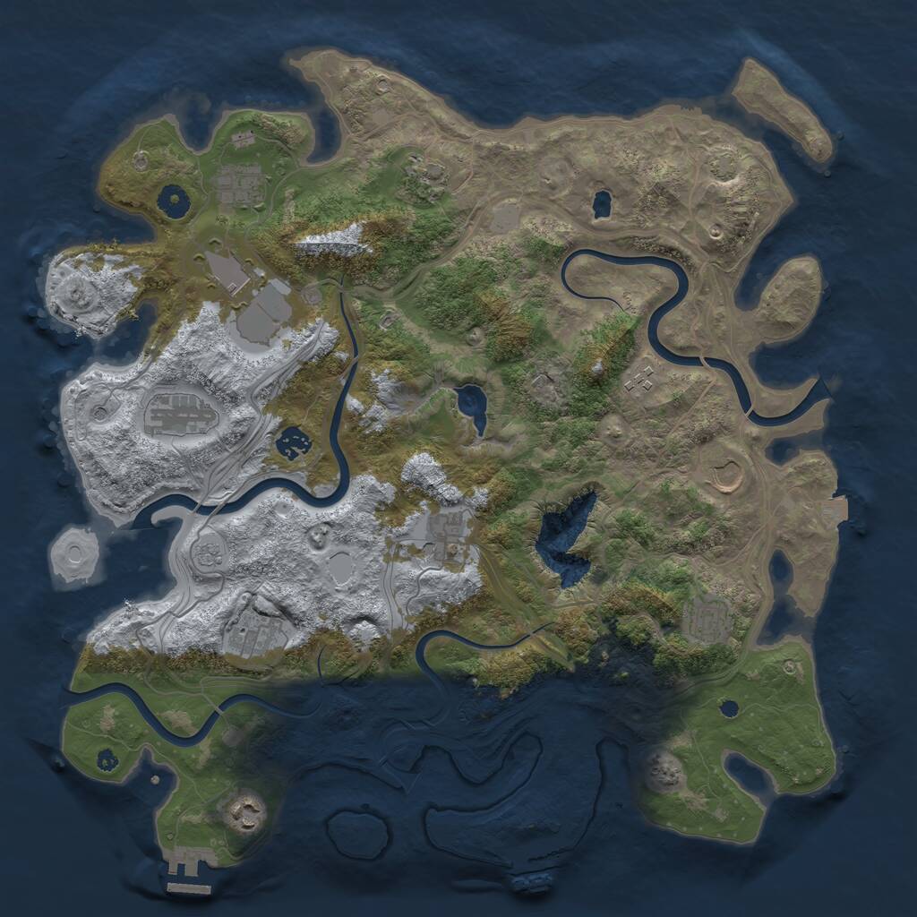 Rust Map: Procedural Map, Size: 4250, Seed: 1891467180, 17 Monuments