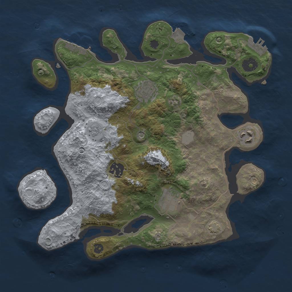 Rust Map: Procedural Map, Size: 3000, Seed: 73388, 12 Monuments