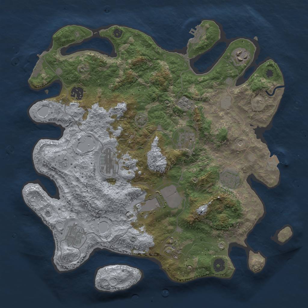Rust Map: Procedural Map, Size: 3600, Seed: 11072023, 17 Monuments
