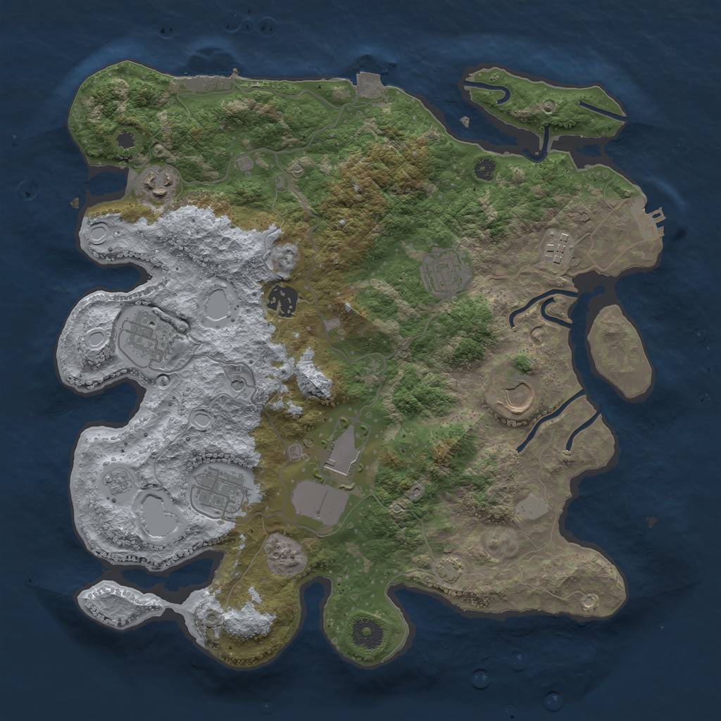 Rust Map: Procedural Map, Size: 3500, Seed: 52872694, 16 Monuments