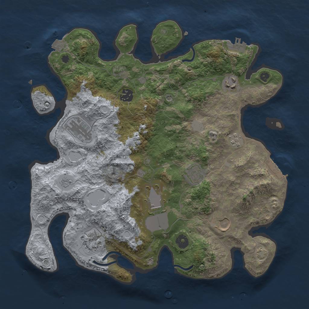 Rust Map: Procedural Map, Size: 3500, Seed: 395785394, 16 Monuments