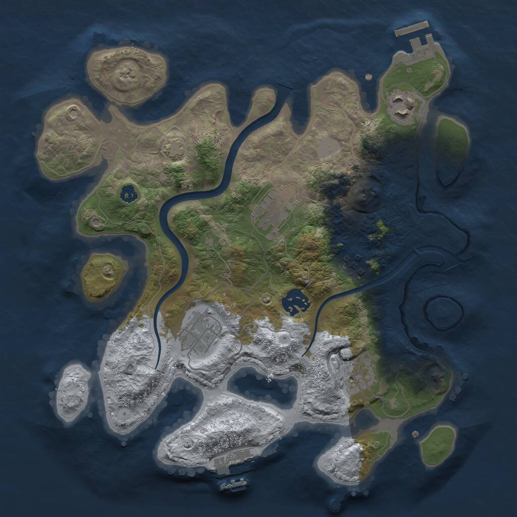 Rust Map: Procedural Map, Size: 3000, Seed: 453025810, 10 Monuments