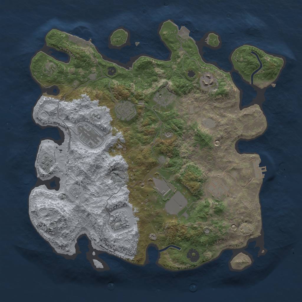 Rust Map: Procedural Map, Size: 3500, Seed: 368949990, 16 Monuments