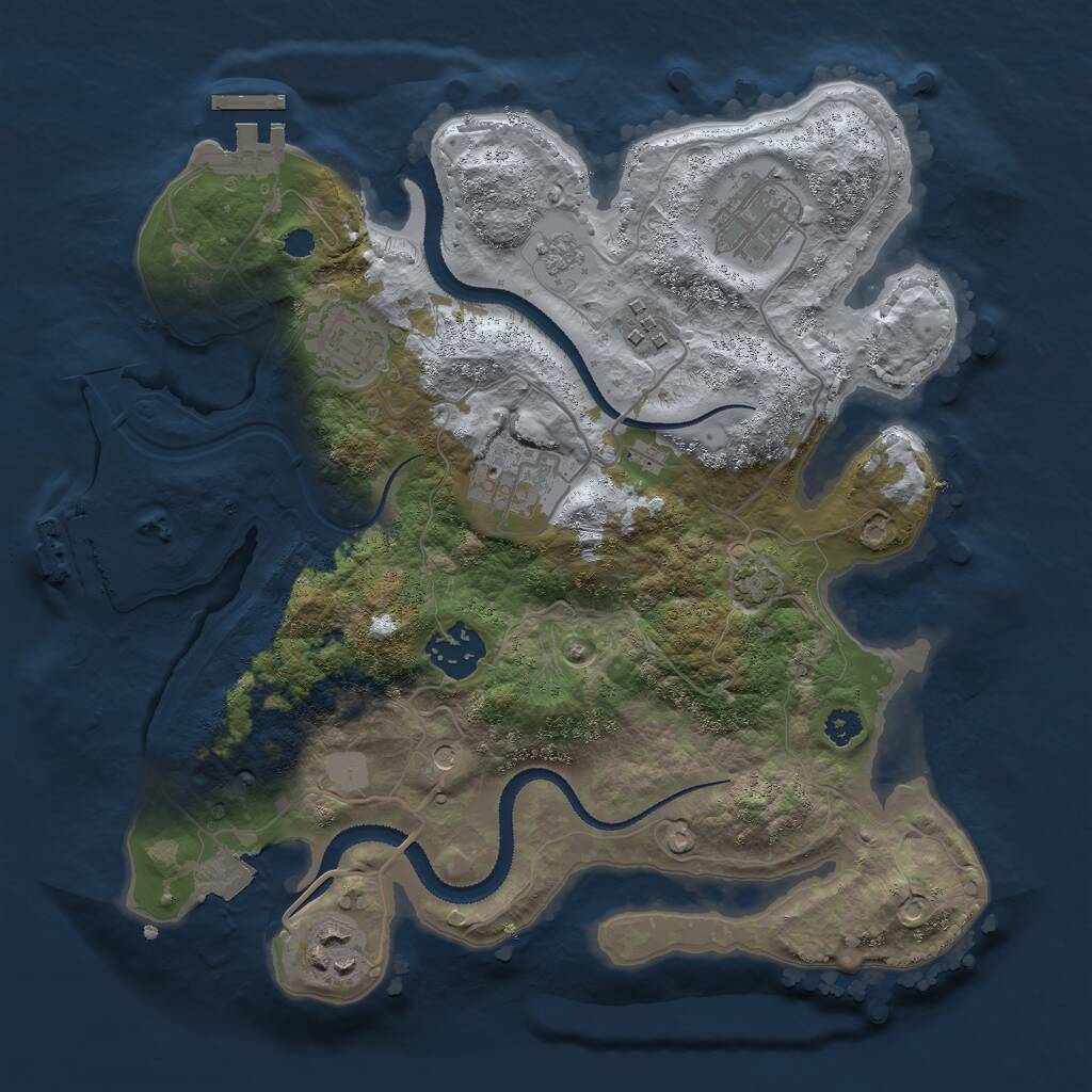 Rust Map: Procedural Map, Size: 3000, Seed: 24841, 12 Monuments