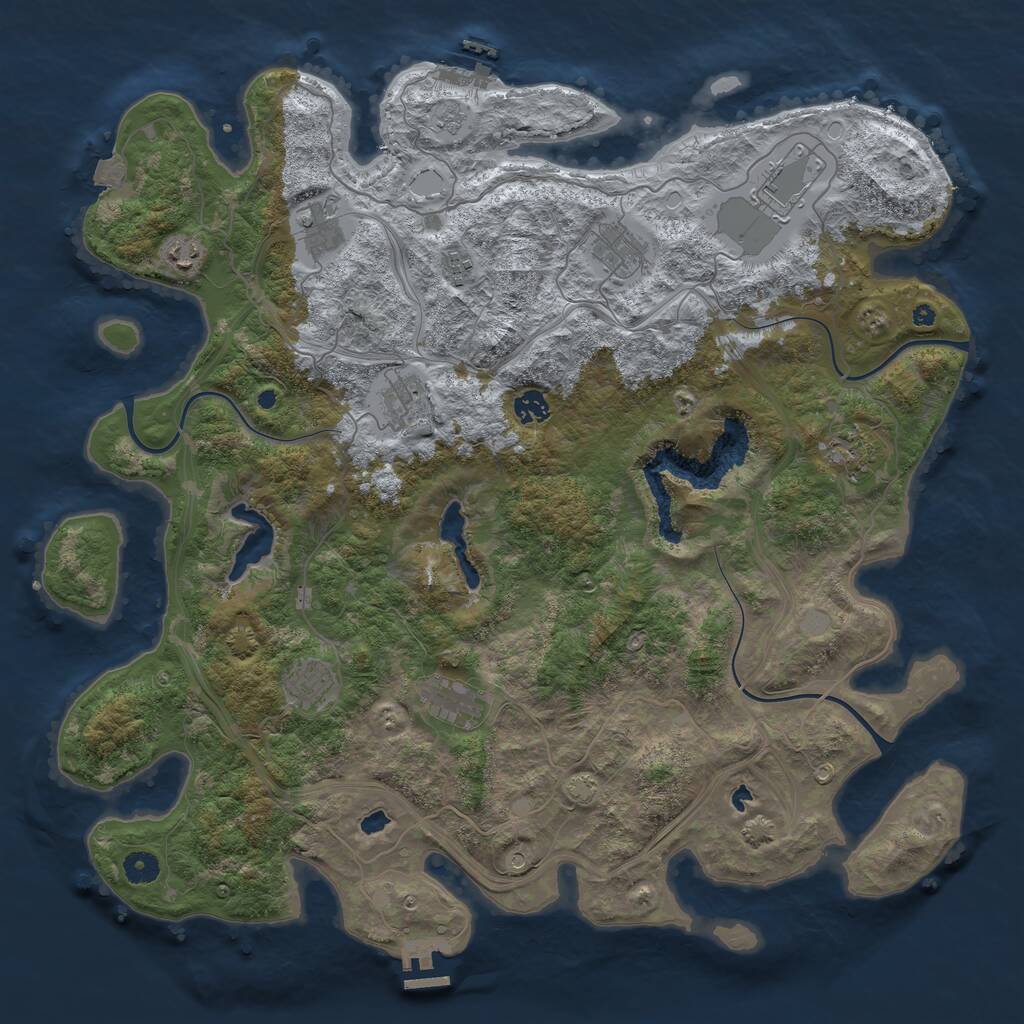 Rust Map: Procedural Map, Size: 4500, Seed: 232234, 16 Monuments