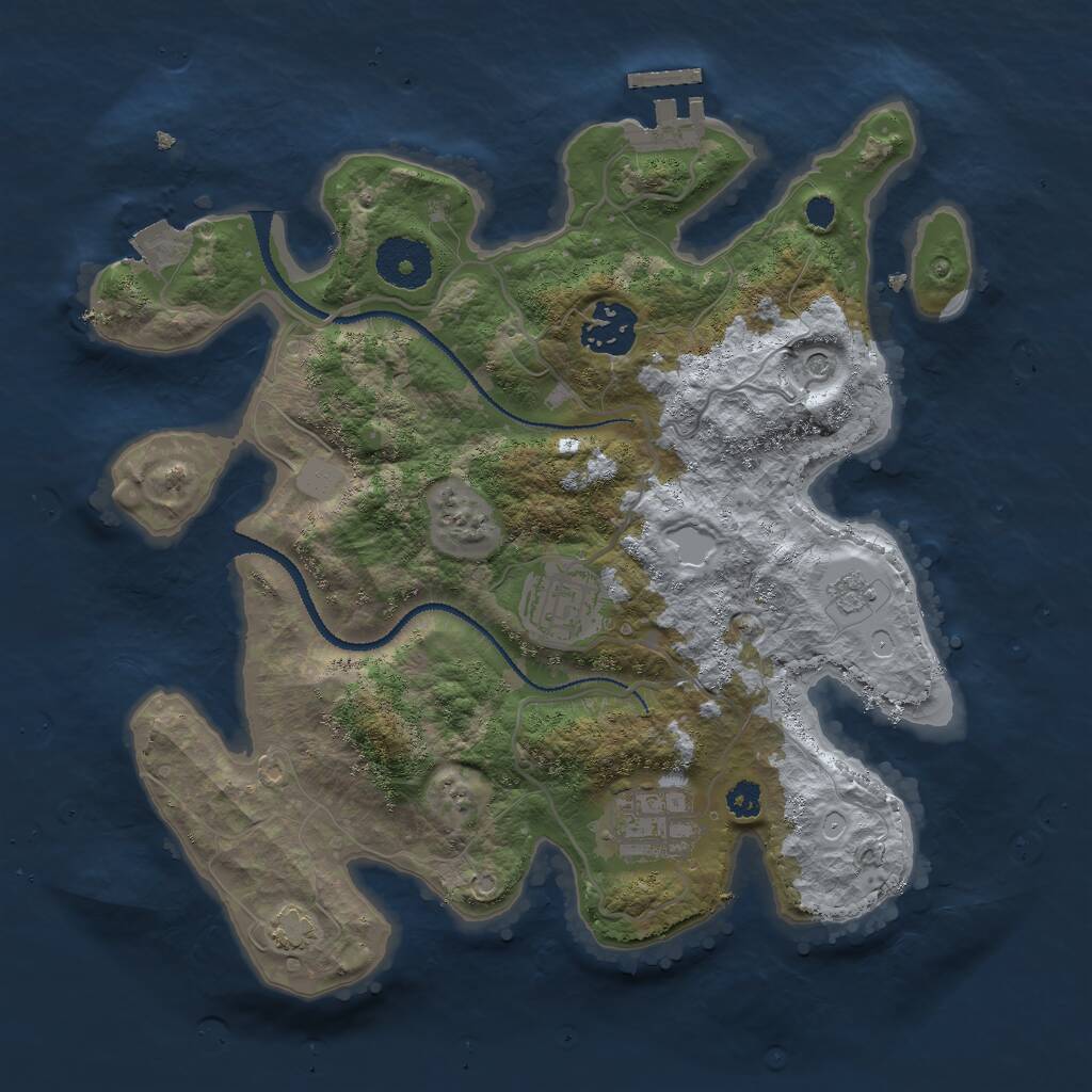 Rust Map: Procedural Map, Size: 3000, Seed: 55732807, 8 Monuments