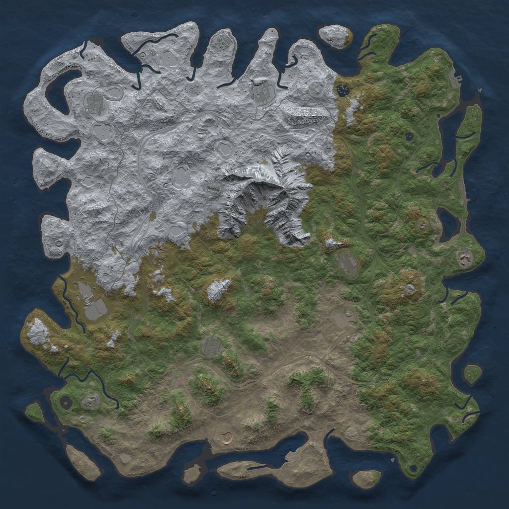 Rust Map: Procedural Map, Size: 6000, Seed: 451, 19 Monuments