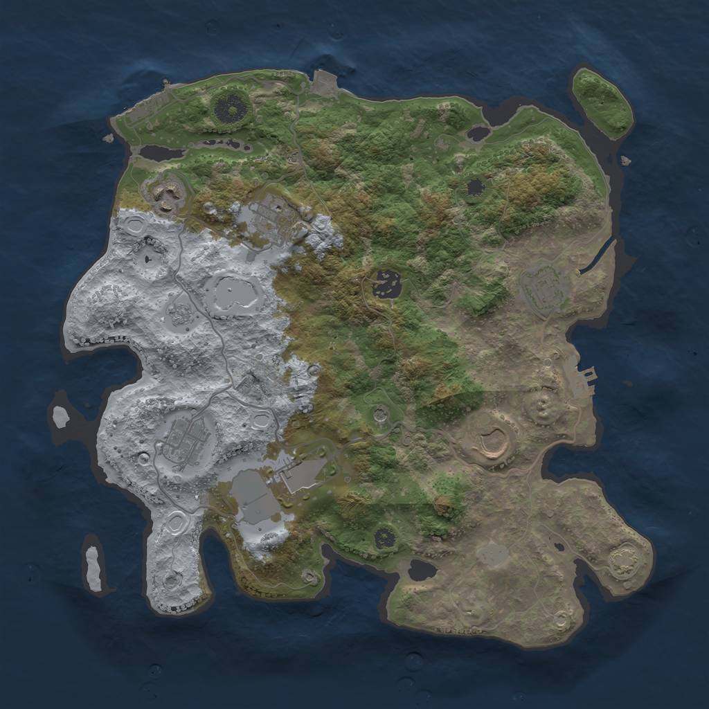 Rust Map: Procedural Map, Size: 3500, Seed: 1344935499, 15 Monuments