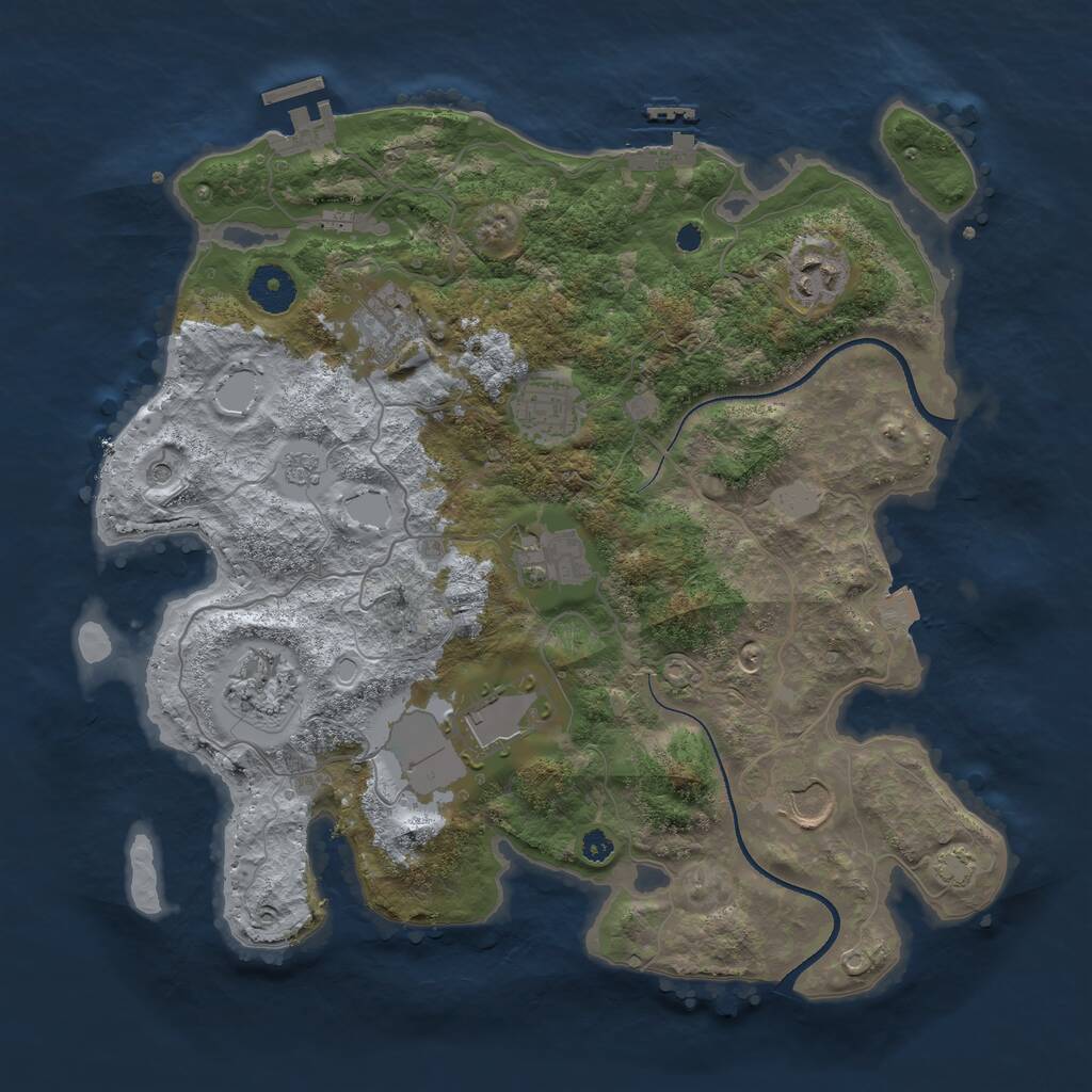 Rust Map: Procedural Map, Size: 3500, Seed: 1344935499, 13 Monuments
