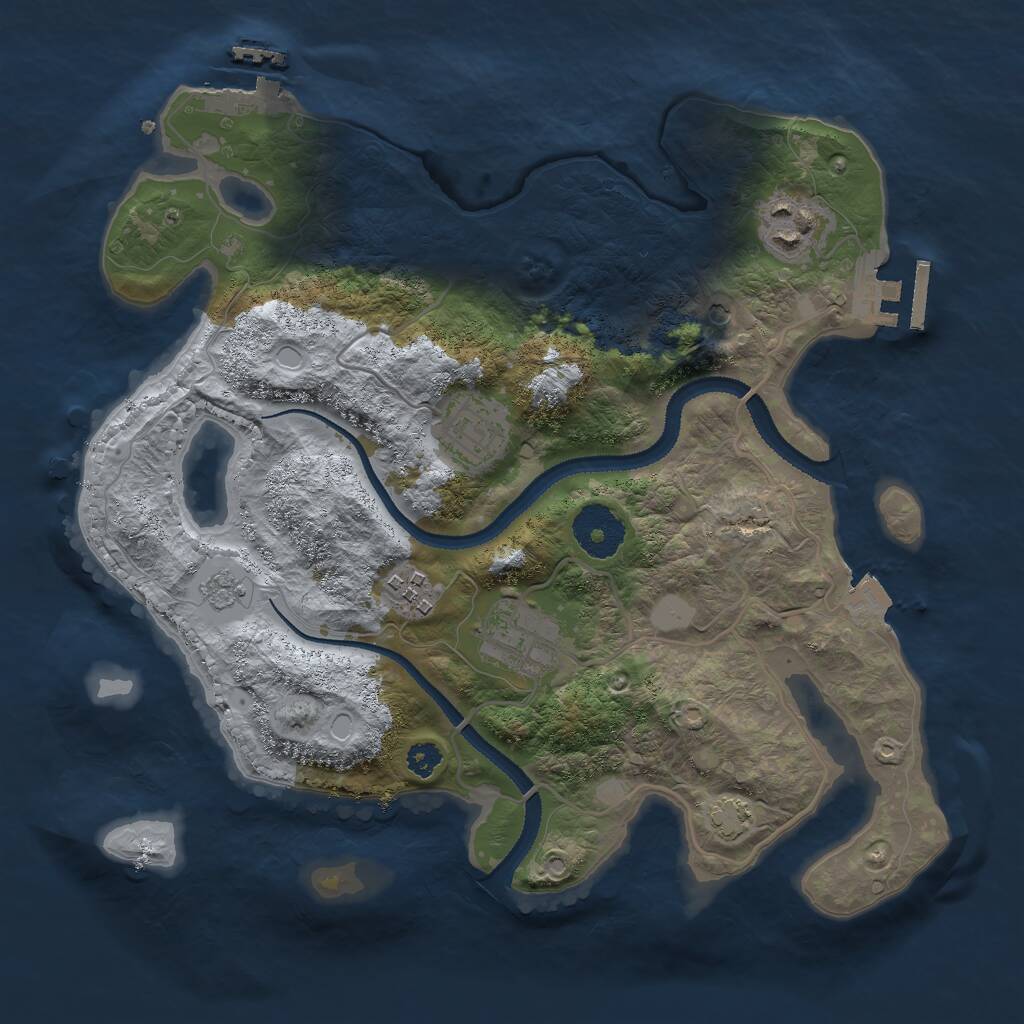 Rust Map: Procedural Map, Size: 3000, Seed: 8706419, 10 Monuments