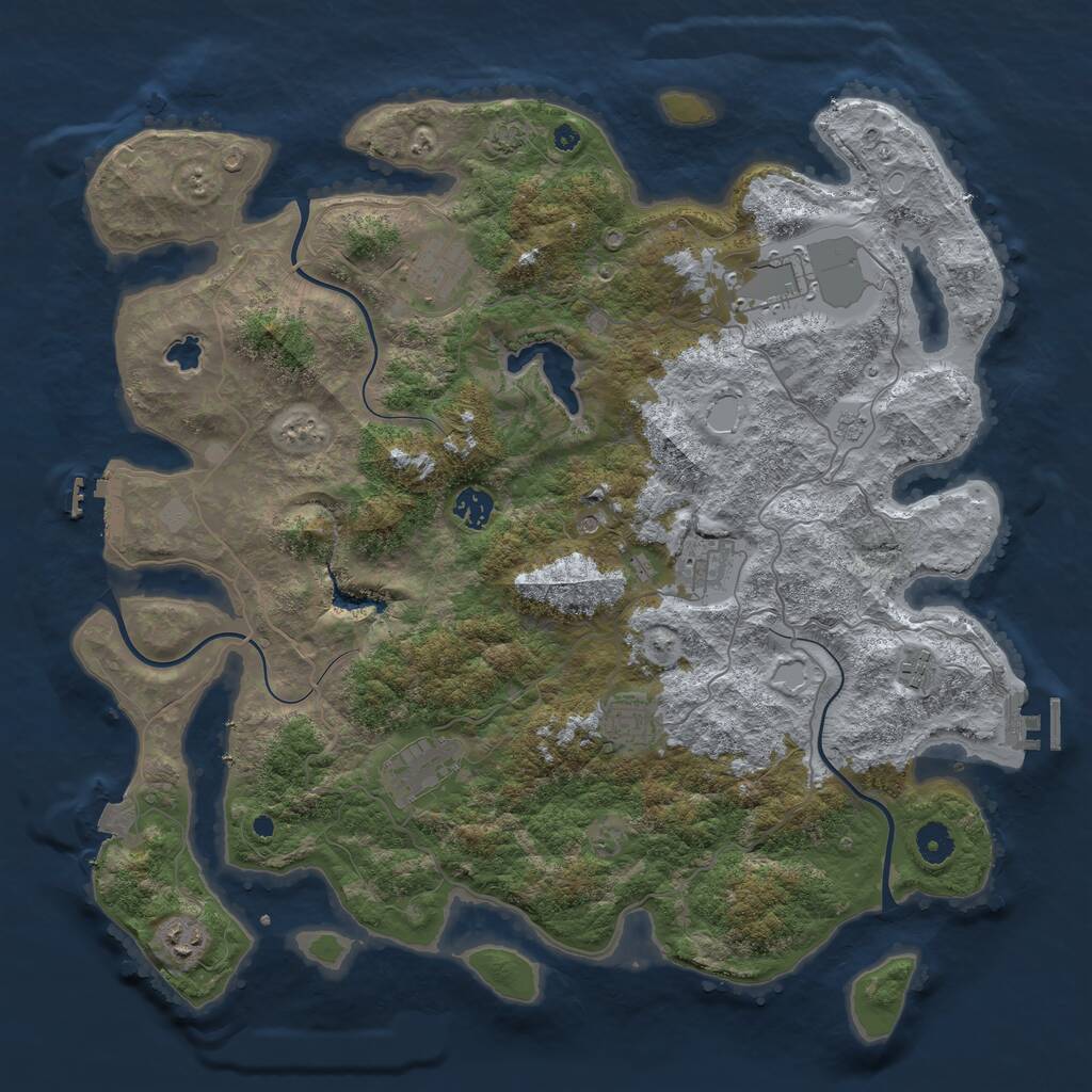 Rust Map: Procedural Map, Size: 4200, Seed: 25484, 14 Monuments