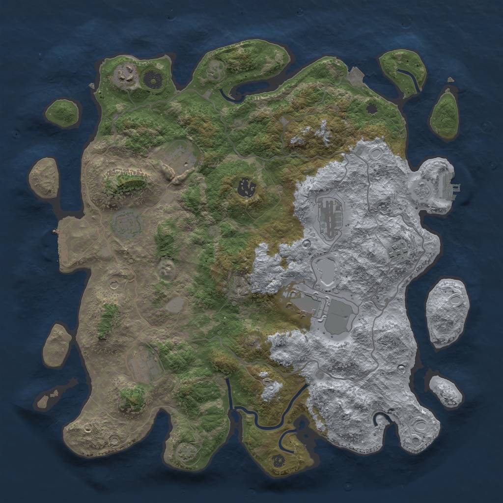 Rust Map: Procedural Map, Size: 4000, Seed: 2061348057, 16 Monuments