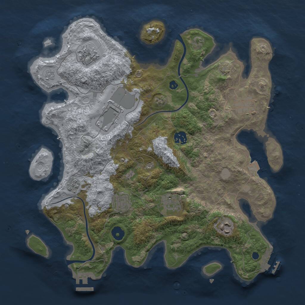 Rust Map: Procedural Map, Size: 3500, Seed: 8974267, 14 Monuments