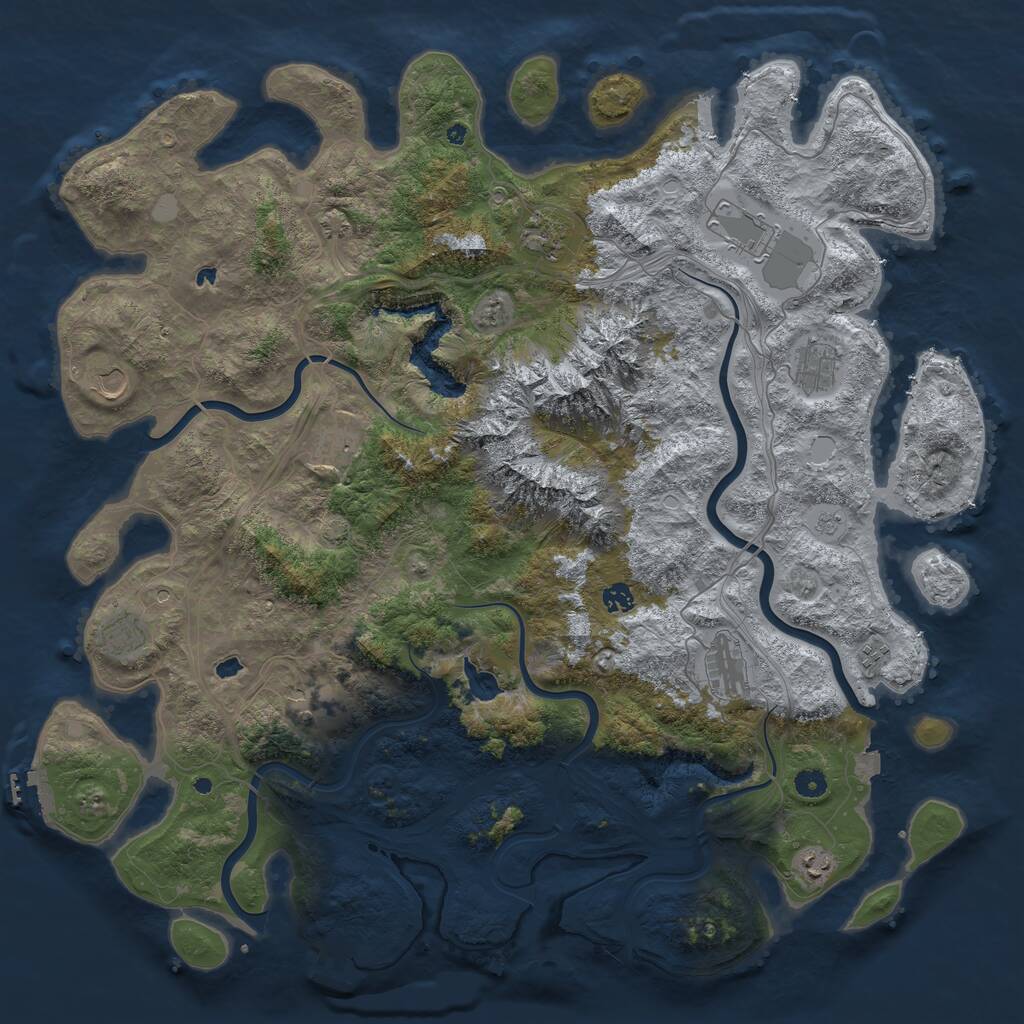 Rust Map: Procedural Map, Size: 5000, Seed: 607232, 17 Monuments