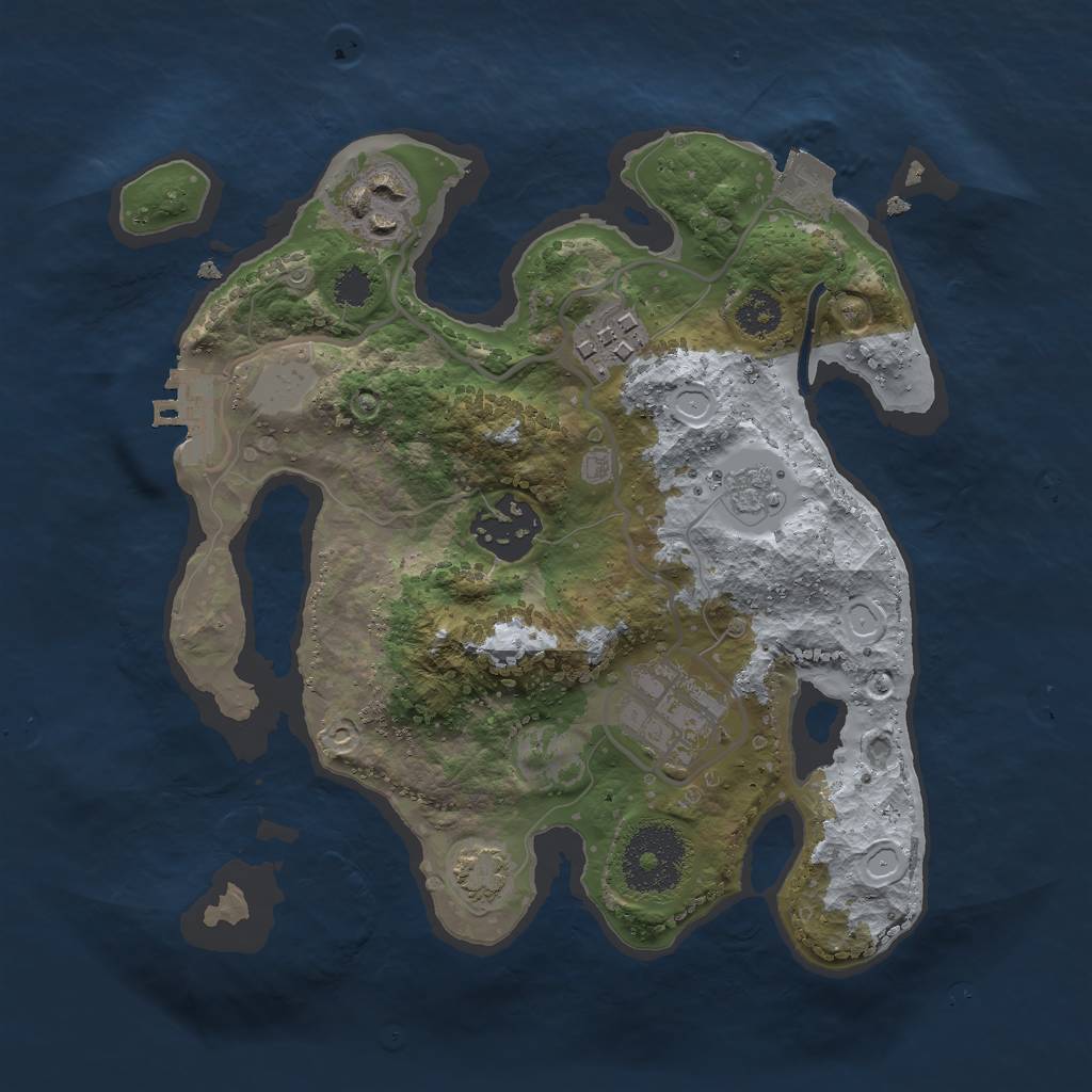 Rust Map: Procedural Map, Size: 2500, Seed: 1044482668, 10 Monuments