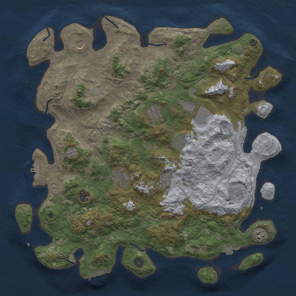 Rust Map: Procedural Map, Size: 4500, Seed: 1234567894, 18 Monuments