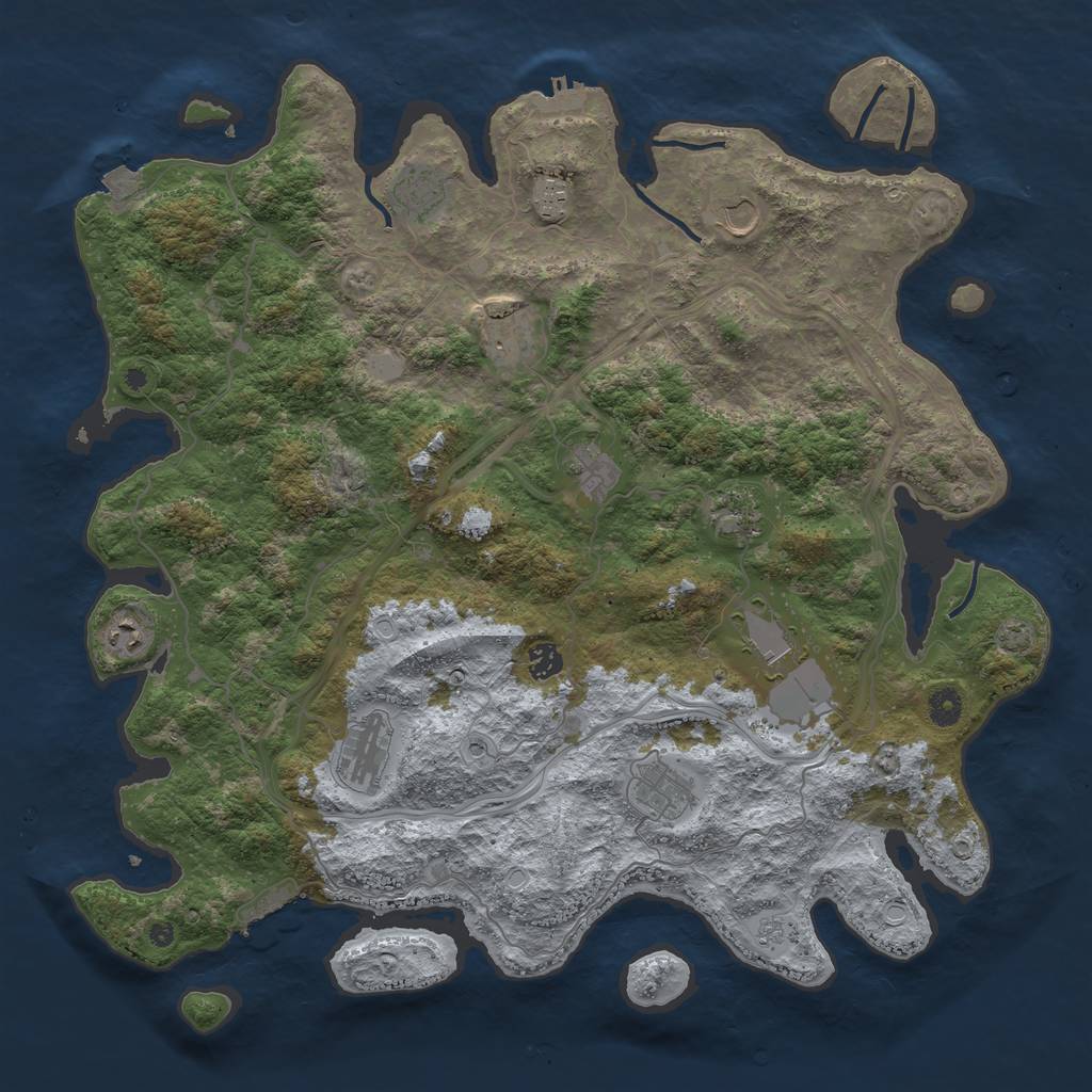 Rust Map: Procedural Map, Size: 4500, Seed: 153611099, 19 Monuments