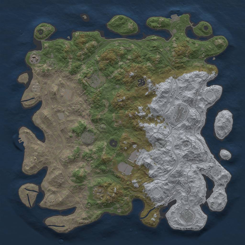Rust Map: Procedural Map, Size: 4500, Seed: 2076101008, 17 Monuments