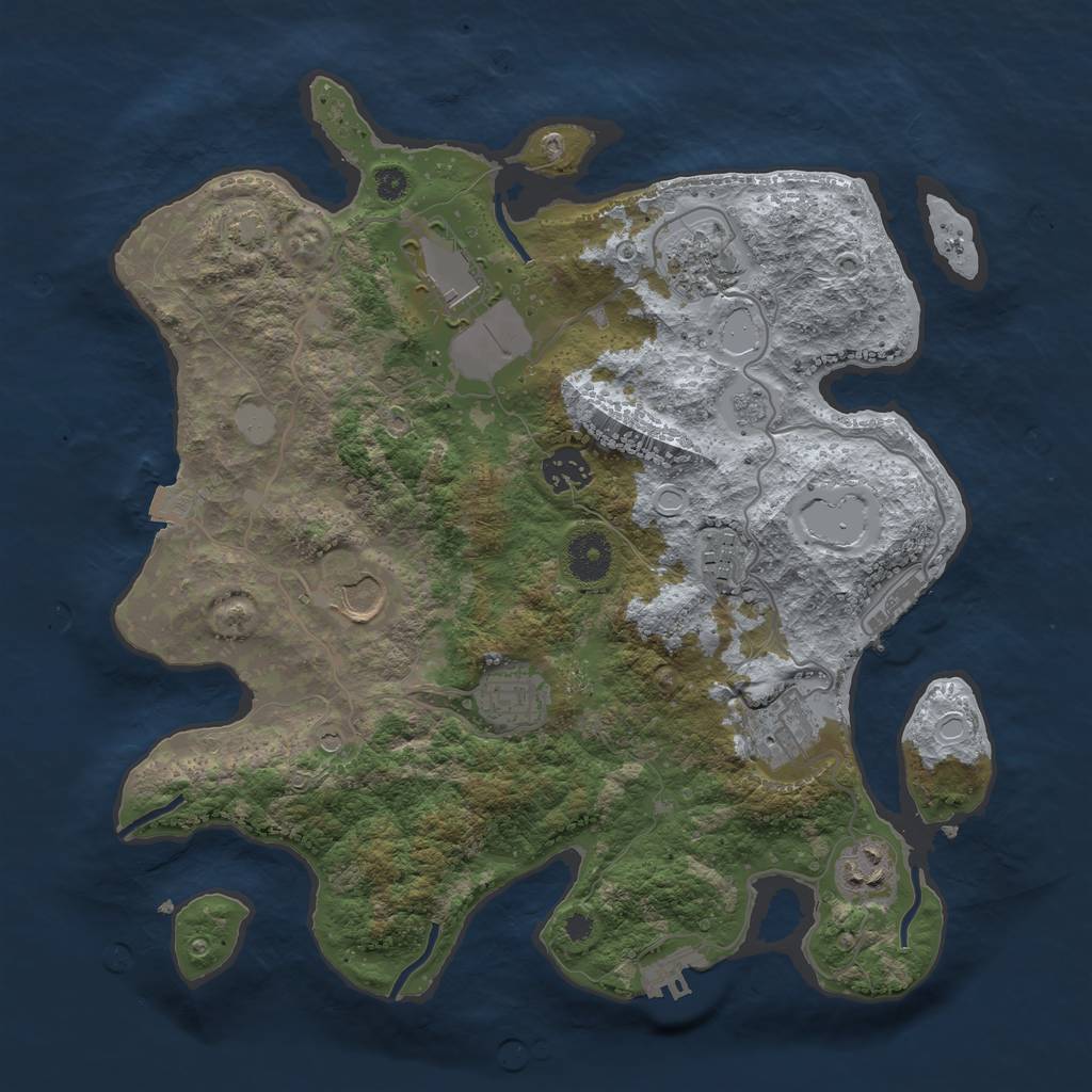 Rust Map: Procedural Map, Size: 3500, Seed: 988461, 16 Monuments