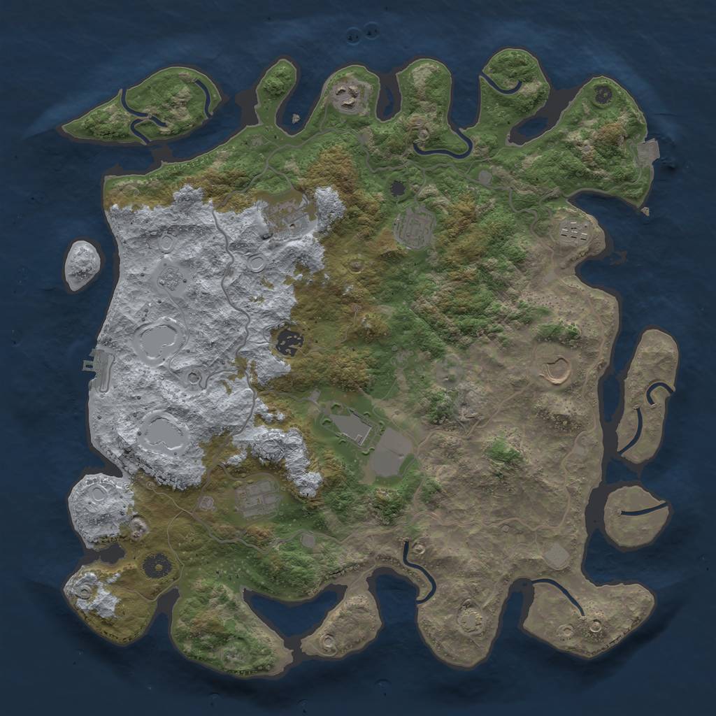 Rust Map: Procedural Map, Size: 4050, Seed: 919206585, 15 Monuments