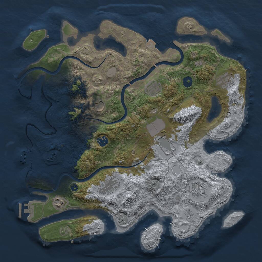 Rust Map: Procedural Map, Size: 3750, Seed: 49521480, 15 Monuments