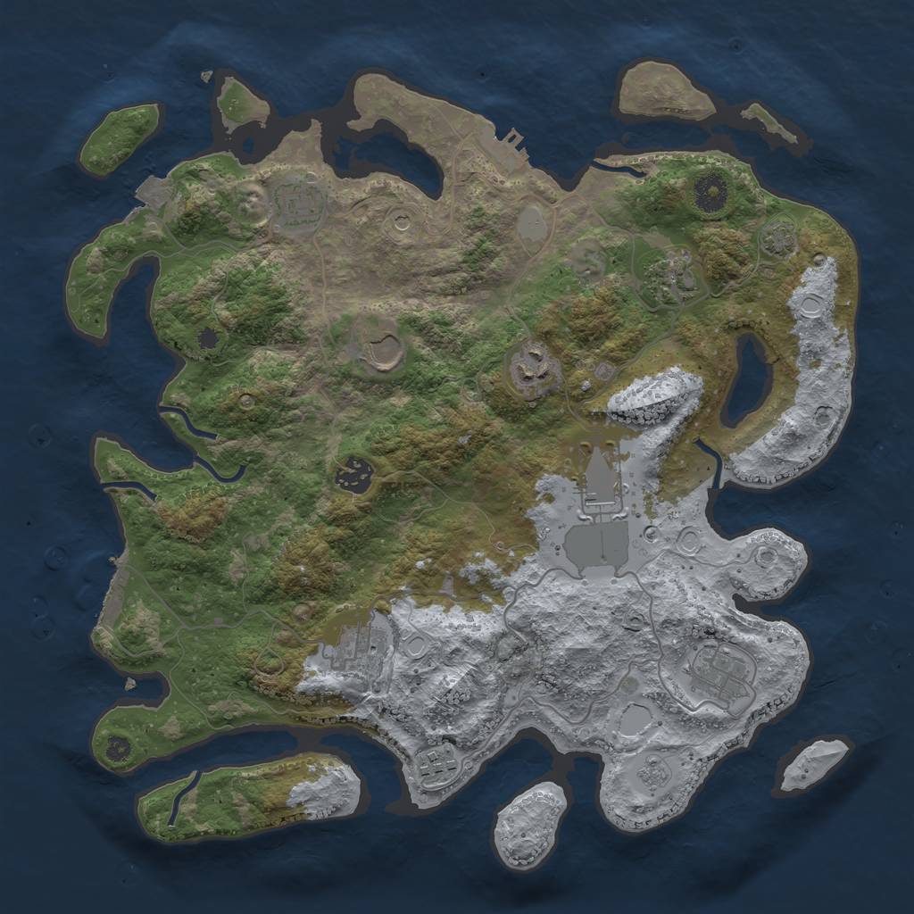 Rust Map: Procedural Map, Size: 3750, Seed: 49521480, 17 Monuments