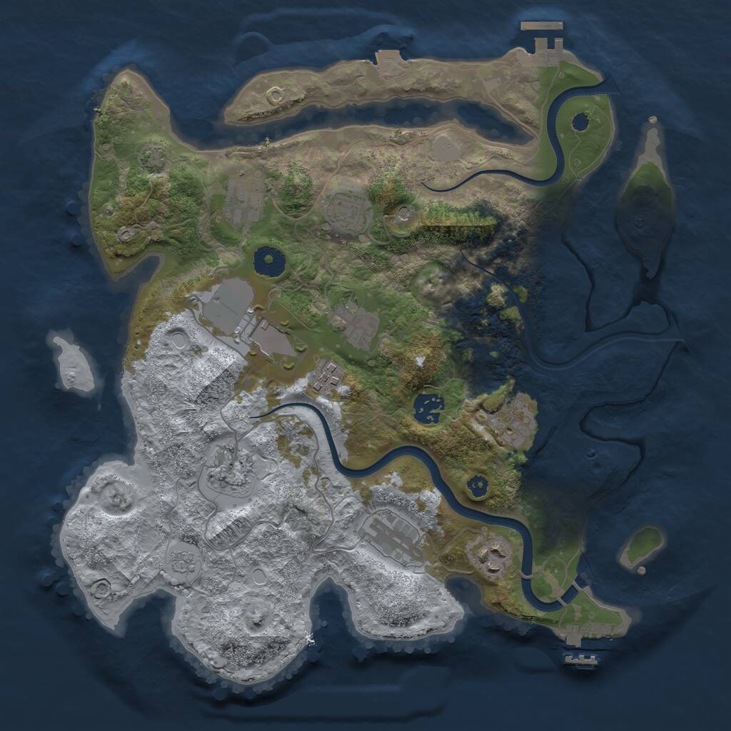 Rust Map: Procedural Map, Size: 3500, Seed: 11273714, 16 Monuments