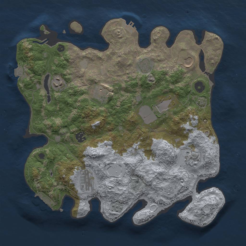 Rust Map: Procedural Map, Size: 3500, Seed: 957318495, 16 Monuments