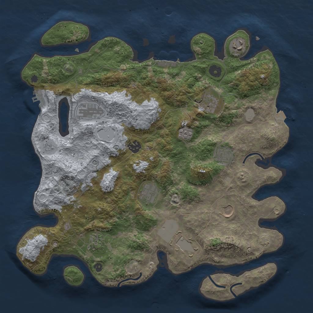 Rust Map: Procedural Map, Size: 3800, Seed: 644421757, 18 Monuments