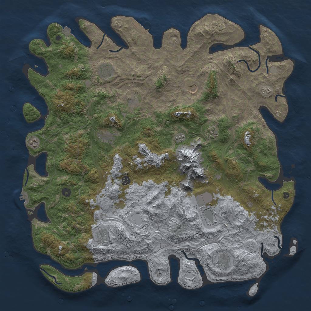 Rust Map: Procedural Map, Size: 5000, Seed: 2114959921, 19 Monuments