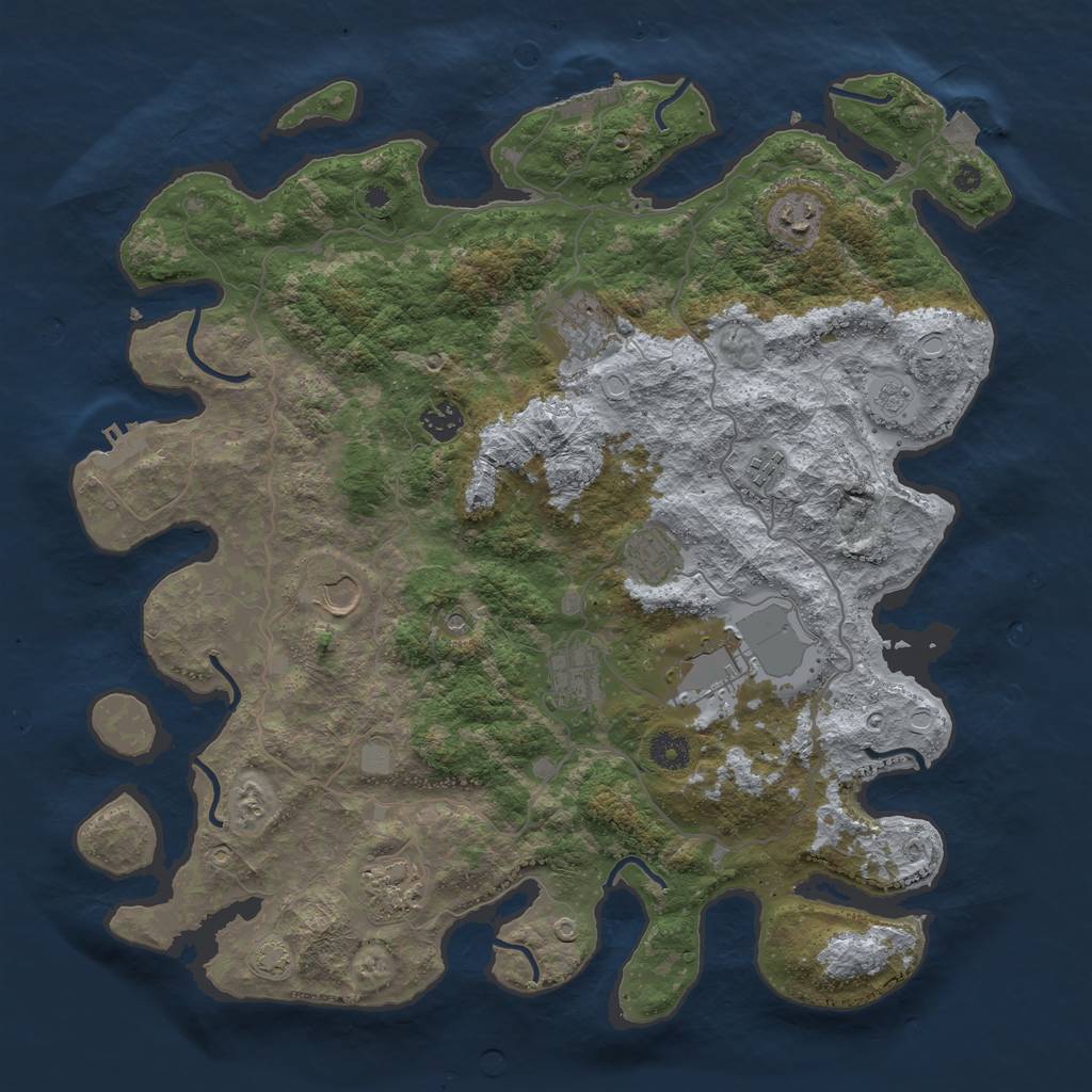Rust Map: Procedural Map, Size: 4100, Seed: 7325769, 17 Monuments