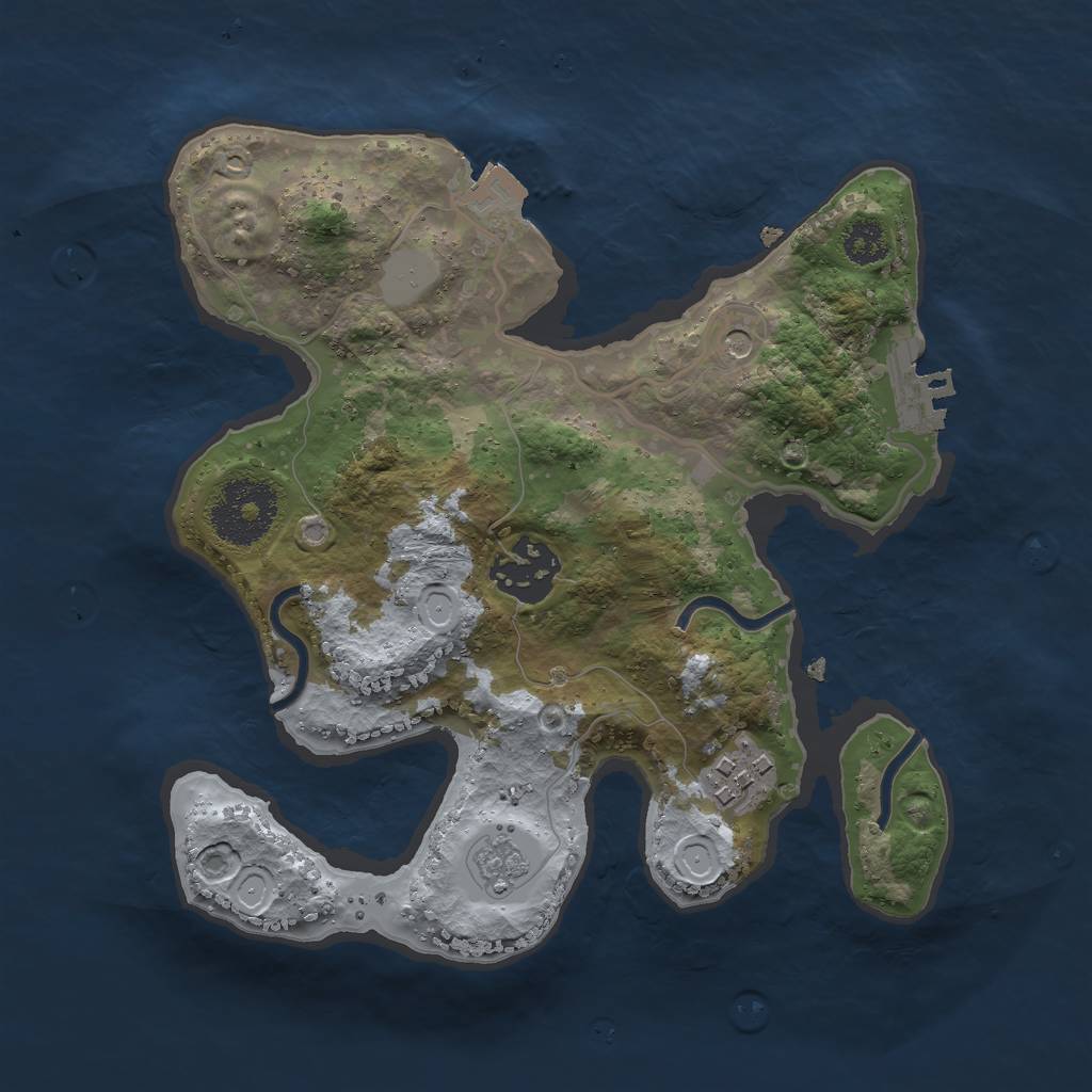 Rust Map: Procedural Map, Size: 2500, Seed: 2108135714, 8 Monuments