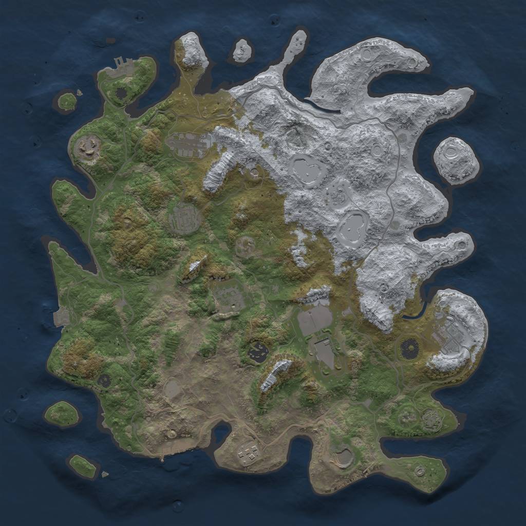 Rust Map: Procedural Map, Size: 4000, Seed: 1759002268, 17 Monuments