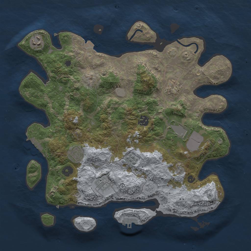 Rust Map: Procedural Map, Size: 3500, Seed: 585955, 15 Monuments