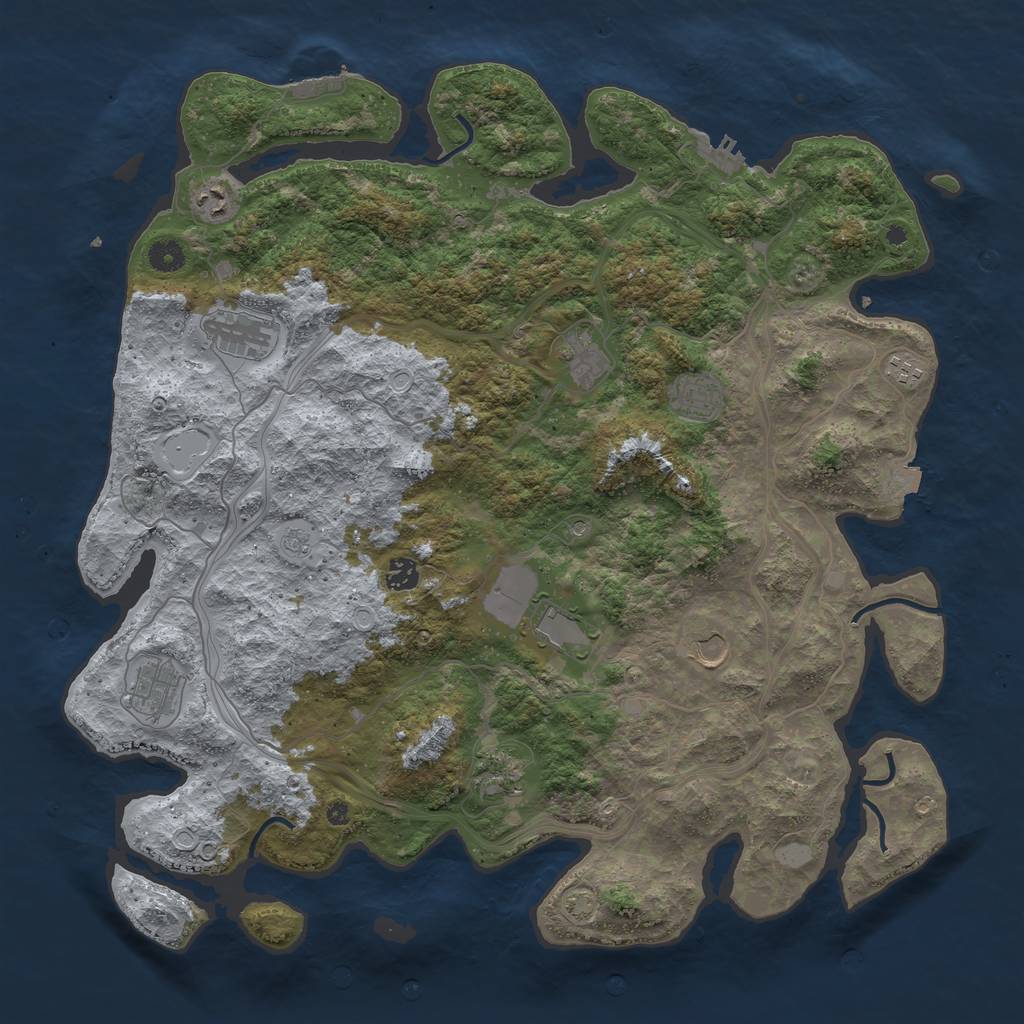 Rust Map: Procedural Map, Size: 4500, Seed: 1889592962, 18 Monuments