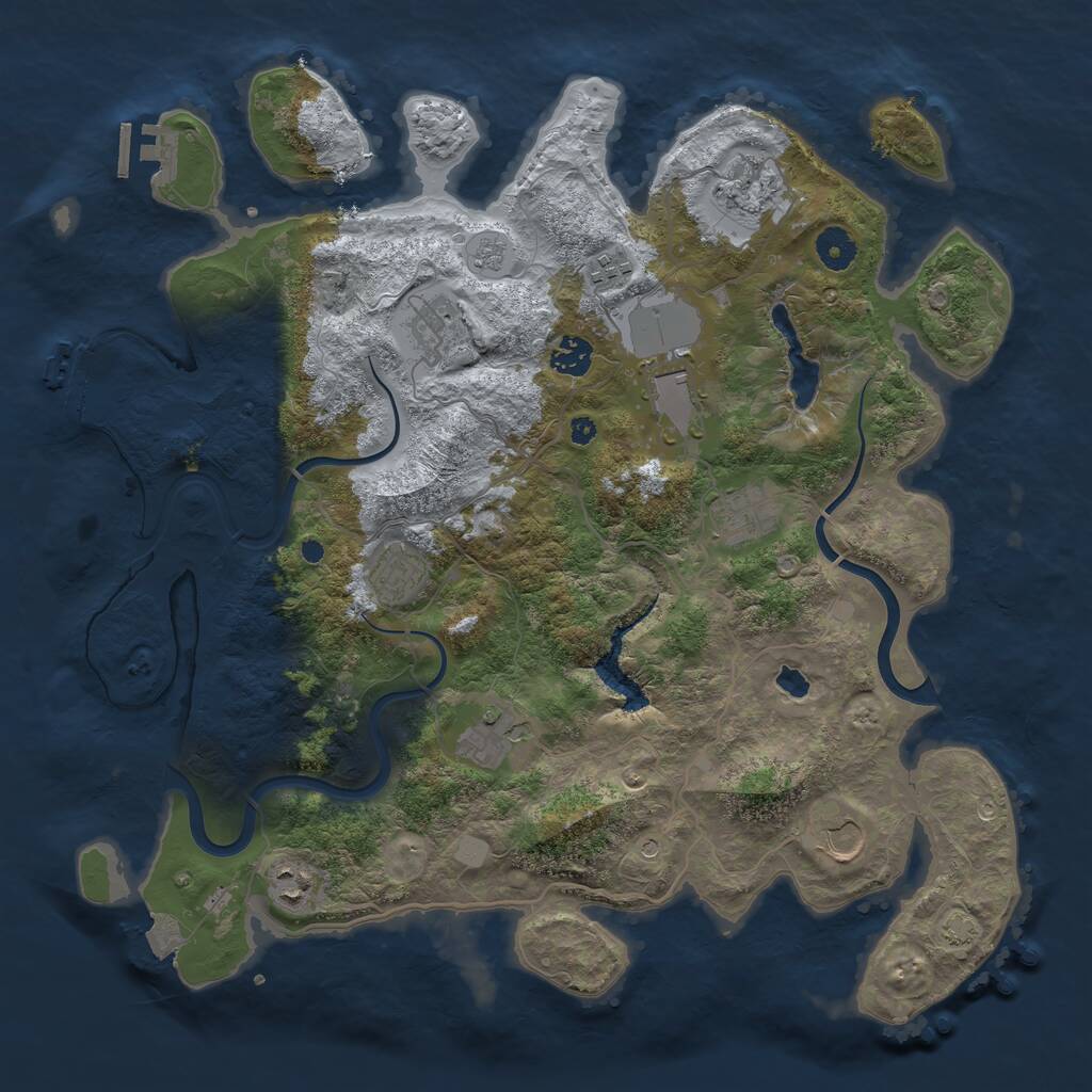 Rust Map: Procedural Map, Size: 4000, Seed: 75789, 16 Monuments