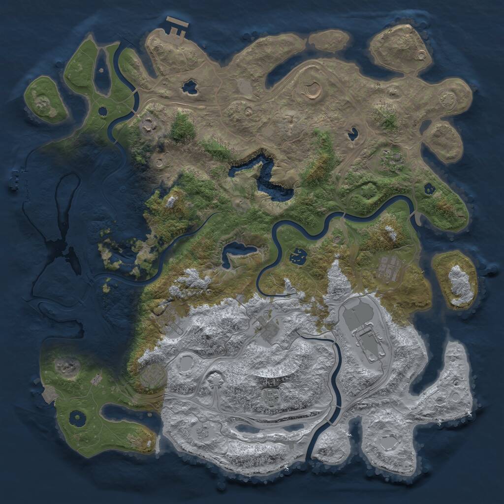 Rust Map: Procedural Map, Size: 4500, Seed: 1362017, 16 Monuments