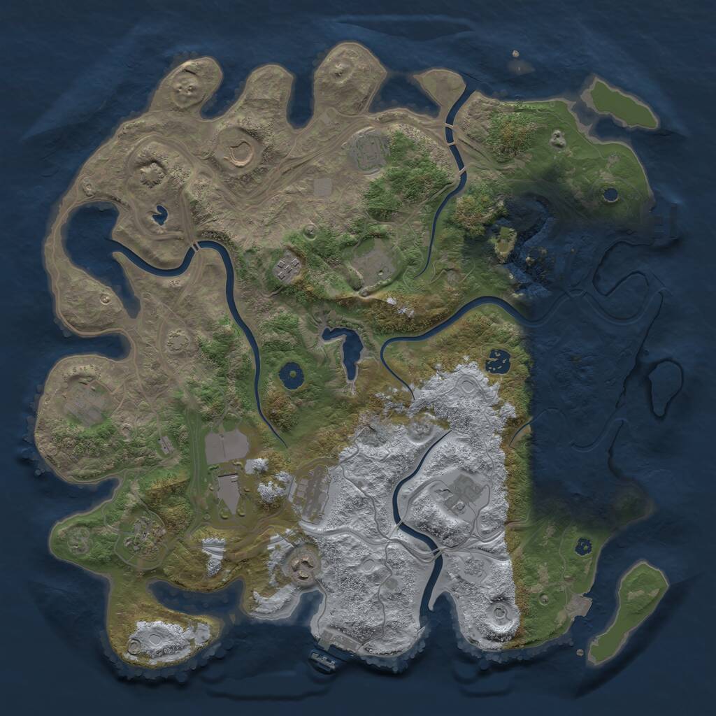 Rust Map: Procedural Map, Size: 4250, Seed: 757072745, 17 Monuments