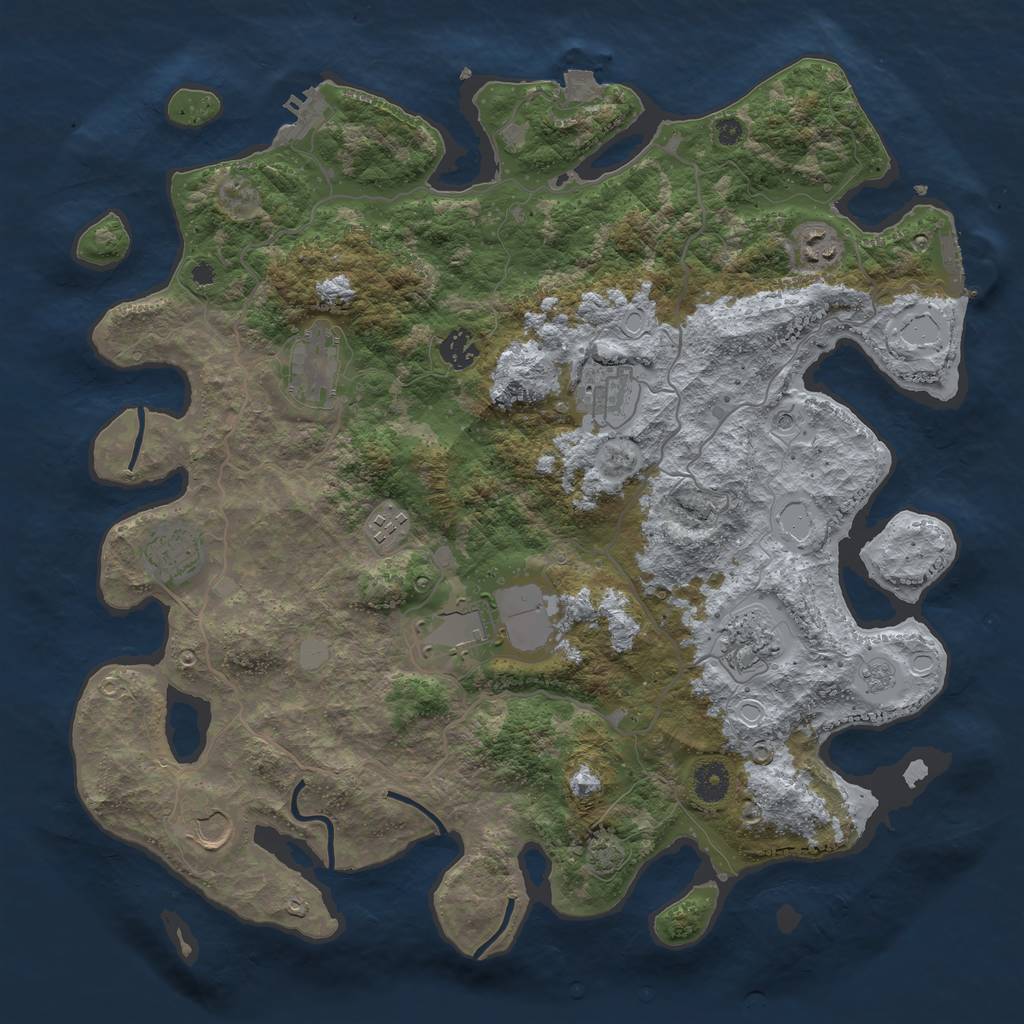 Rust Map: Procedural Map, Size: 4000, Seed: 2086669092, 17 Monuments