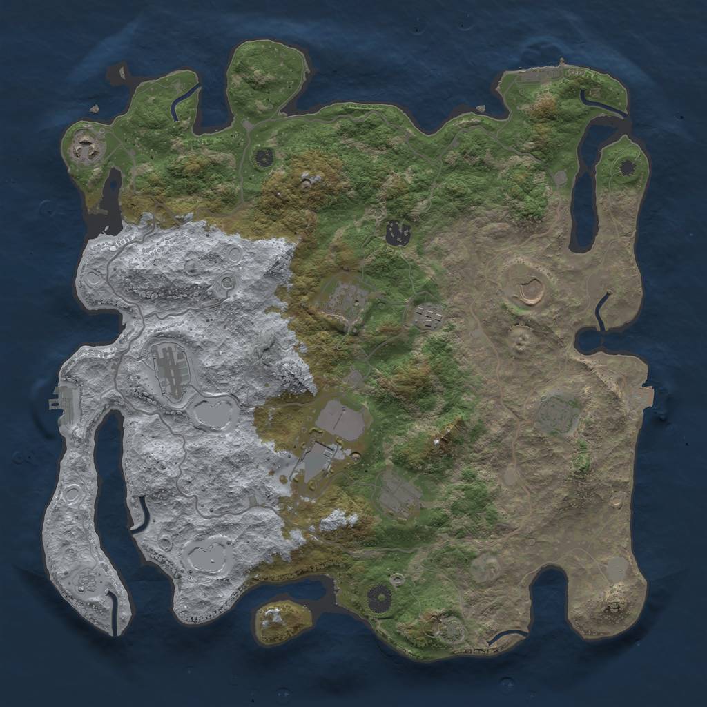 Rust Map: Procedural Map, Size: 4000, Seed: 32487960, 17 Monuments