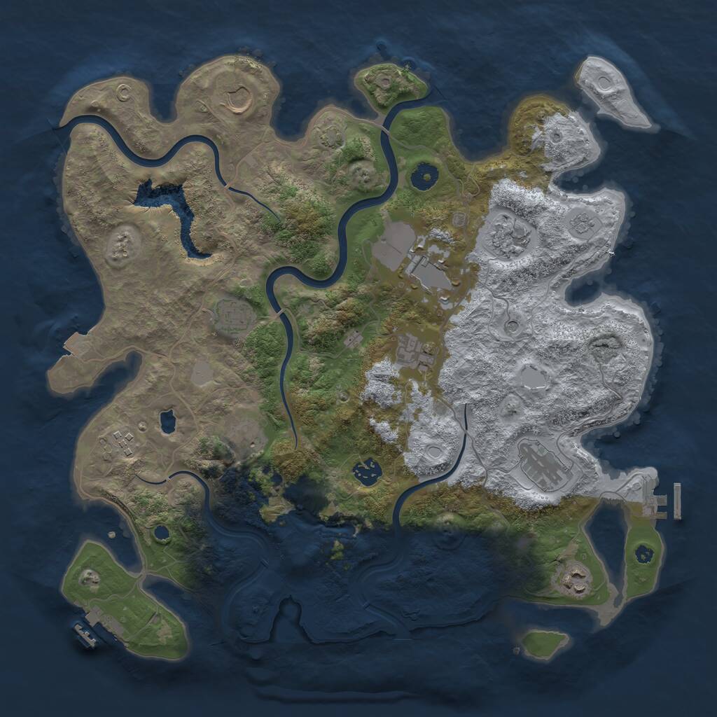 Rust Map: Procedural Map, Size: 4000, Seed: 1267123983, 16 Monuments