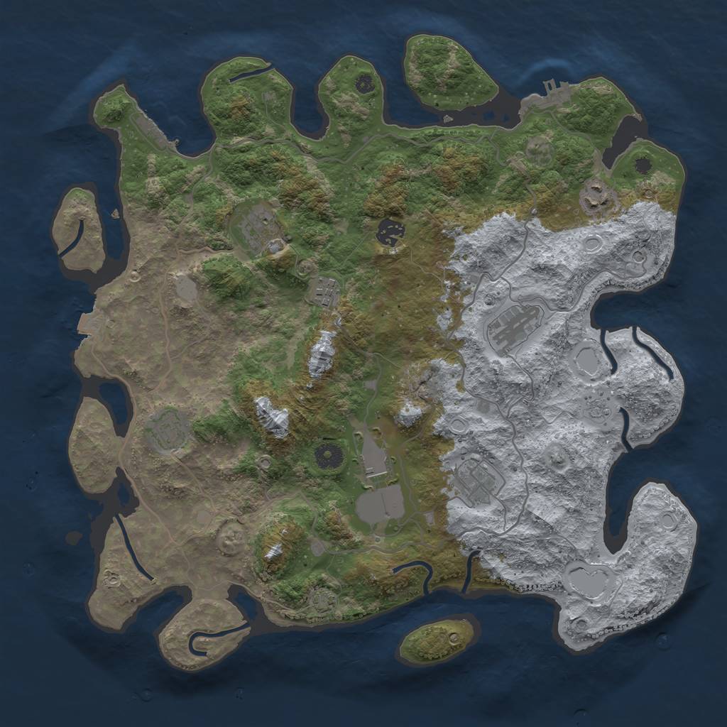 Rust Map: Procedural Map, Size: 4000, Seed: 2400000, 16 Monuments