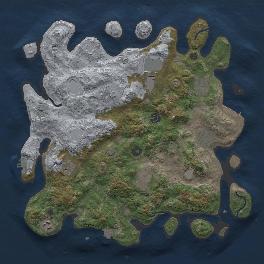 Rust Map: Procedural Map, Size: 3800, Seed: 441545442, 17 Monuments