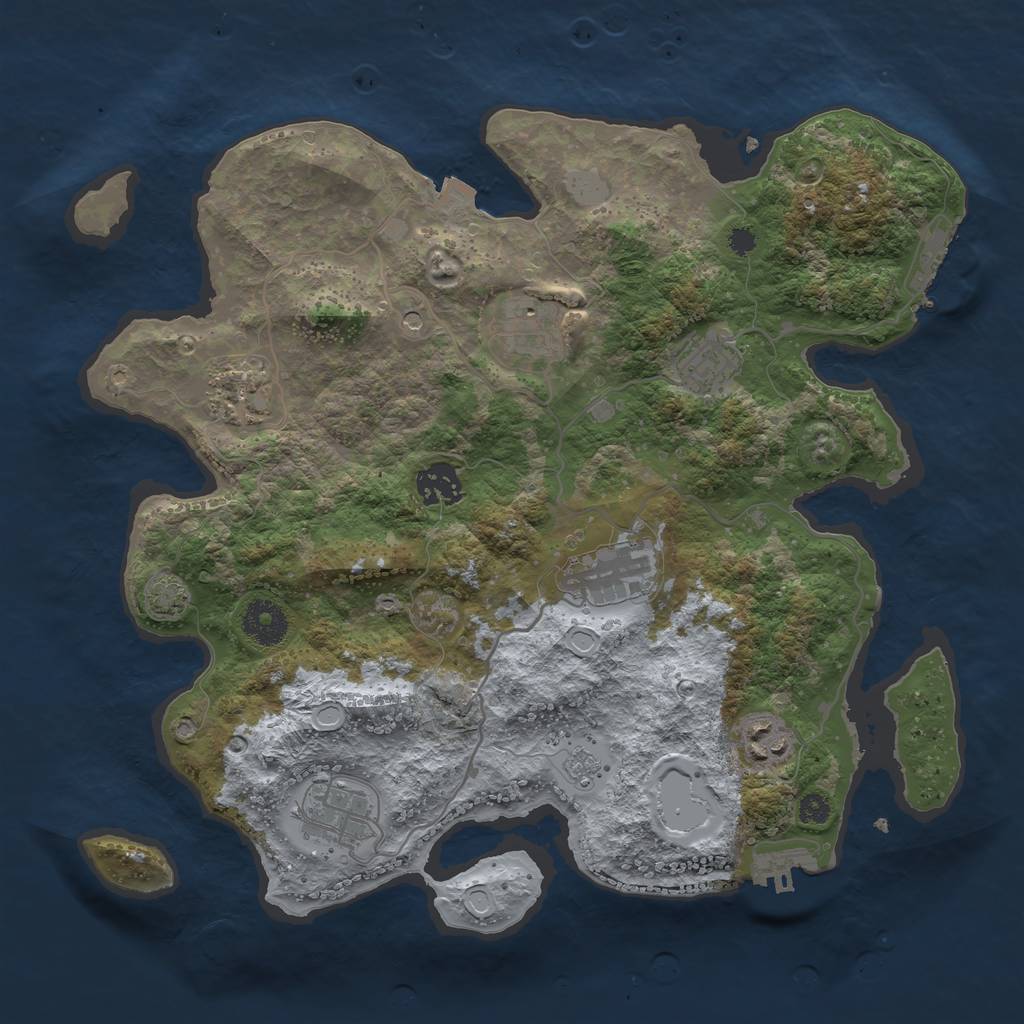 Rust Map: Procedural Map, Size: 3400, Seed: 52318, 15 Monuments
