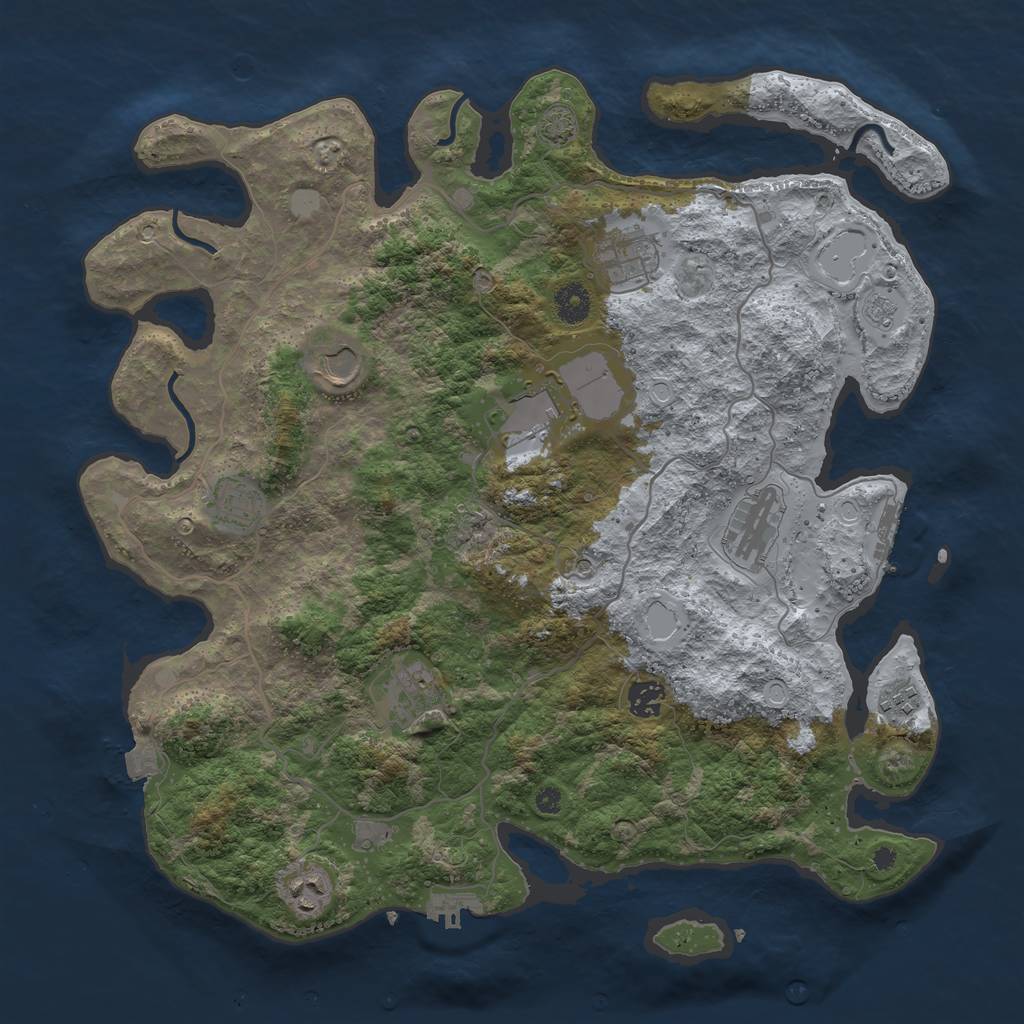 Rust Map: Procedural Map, Size: 4000, Seed: 201539740, 17 Monuments