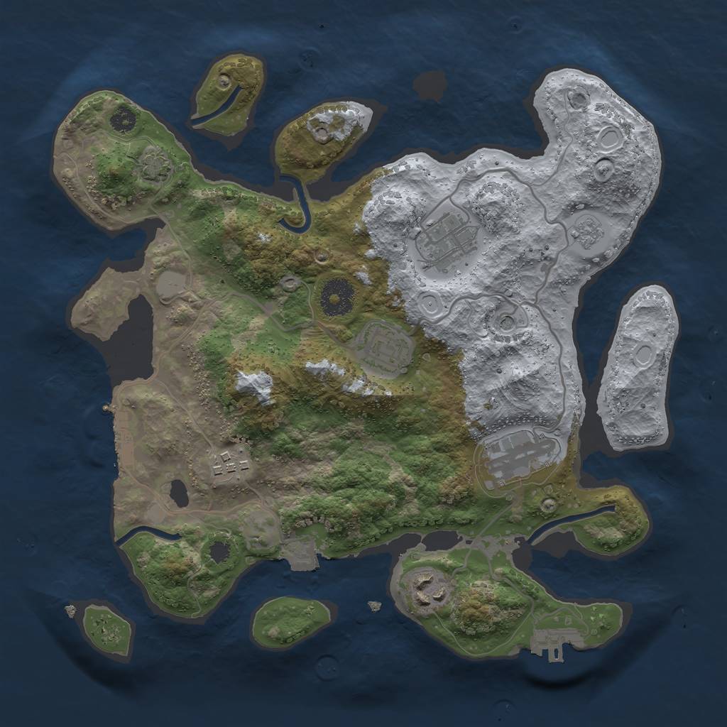 Rust Map: Procedural Map, Size: 3000, Seed: 786284166, 13 Monuments