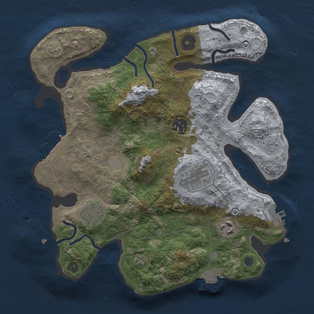 Rust Map: Procedural Map, Size: 3000, Seed: 1882280699, 11 Monuments