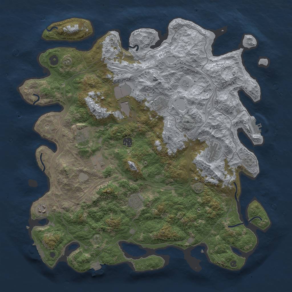 Rust Map: Procedural Map, Size: 4500, Seed: 340904341, 17 Monuments
