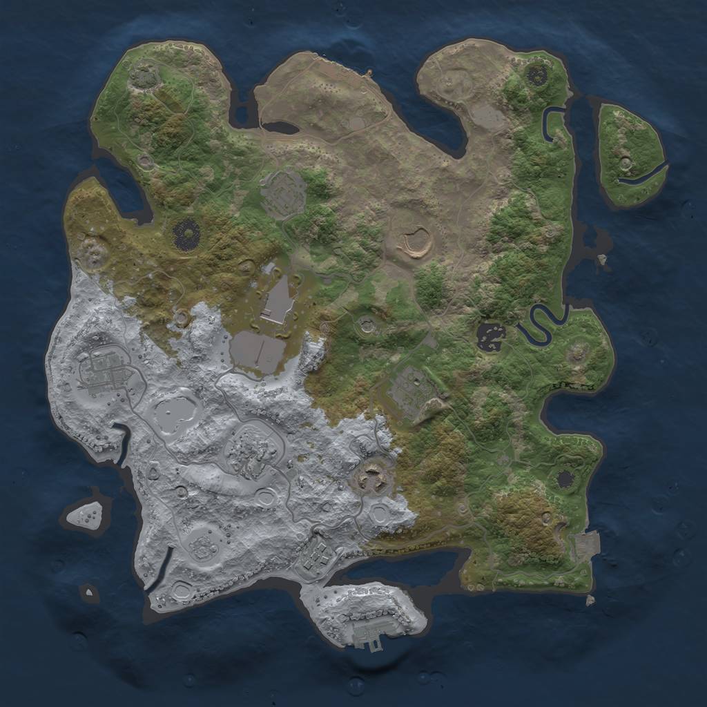 Rust Map: Procedural Map, Size: 3500, Seed: 7322453, 17 Monuments