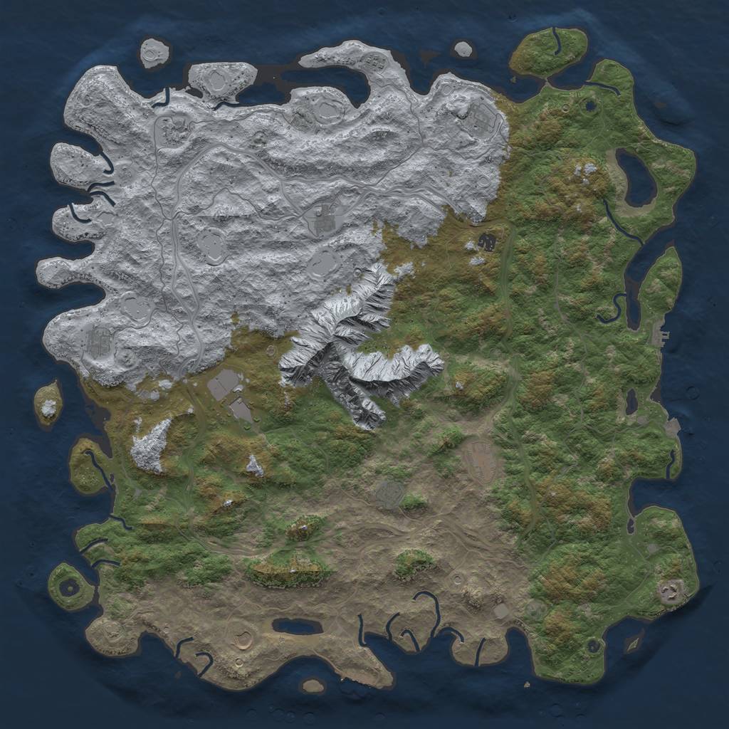 Rust Map: Procedural Map, Size: 6000, Seed: 1235044180, 19 Monuments